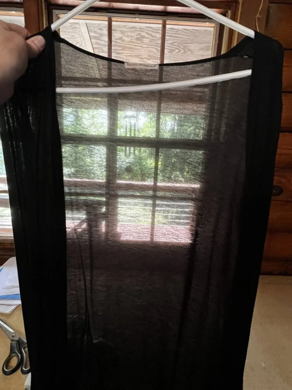 Zenana Outfitters Sheer Black Chico Long Sleeve Open Front Midi Duster, Size S